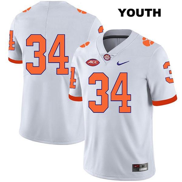 Youth Clemson Tigers #34 Logan Rudolph Stitched White Legend Authentic Nike No Name NCAA College Football Jersey WTZ1746RI